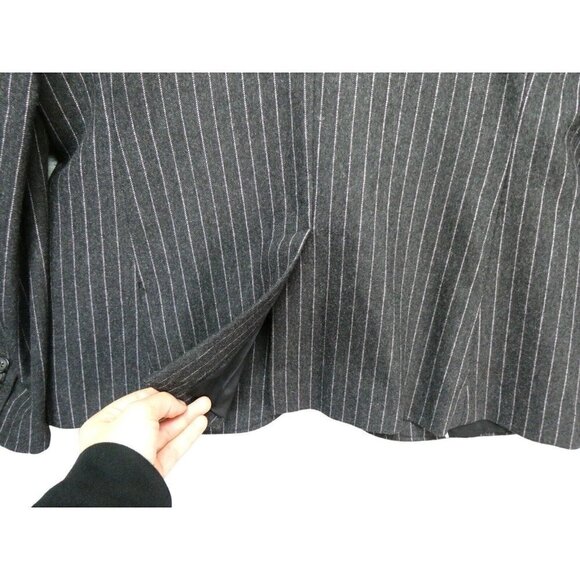 Land's End Wool Cashmere Blazer Jacket Pin Stripe Grey Pink Sz 10 Tall - Picture 6 of 10